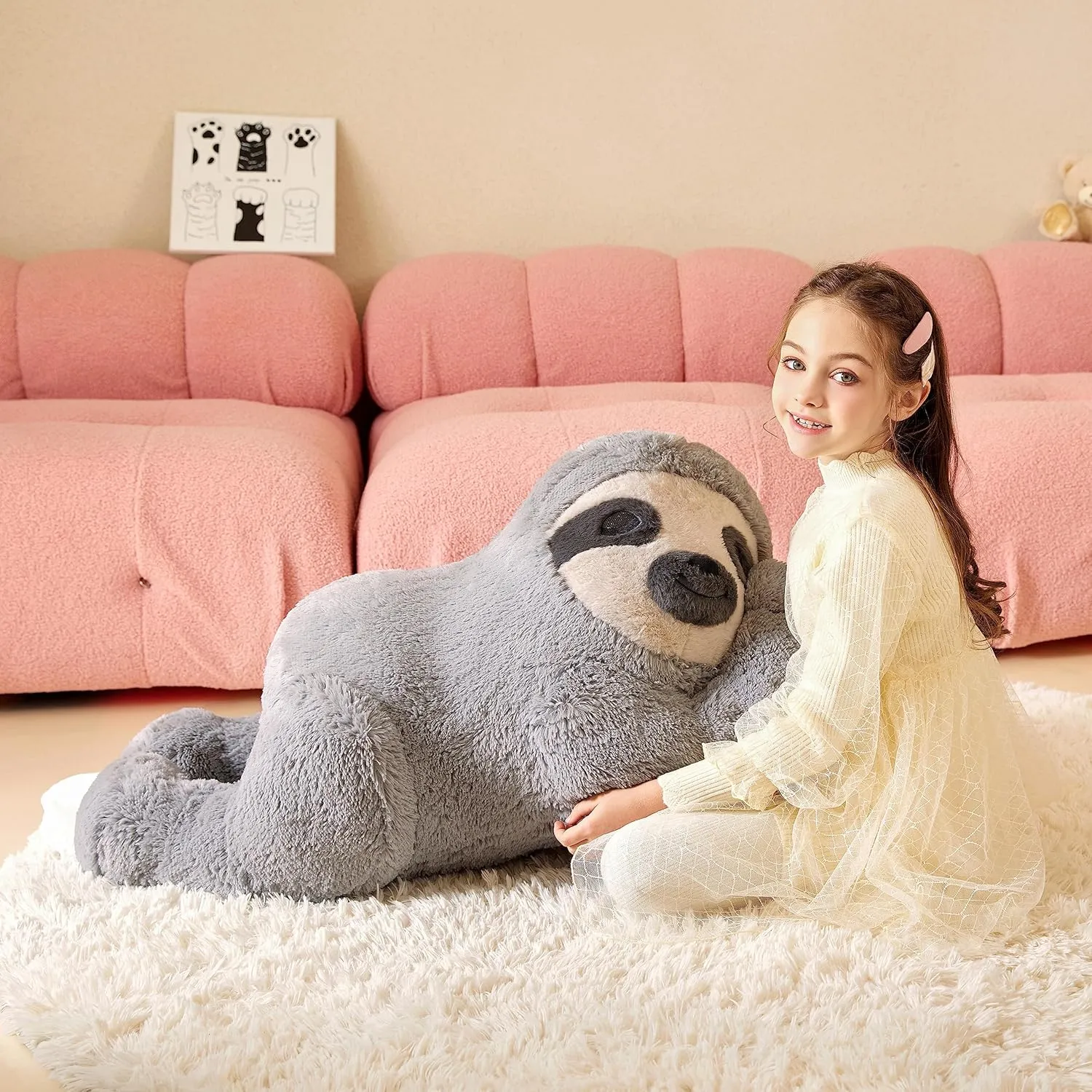 Giant Sloth Stuffed Animal Plush Soft Toy,Large Toys Jumbo 30" Cute Big Size Huge Plushy Fluffy Fat Plushie,Birthday Gifts for Kid