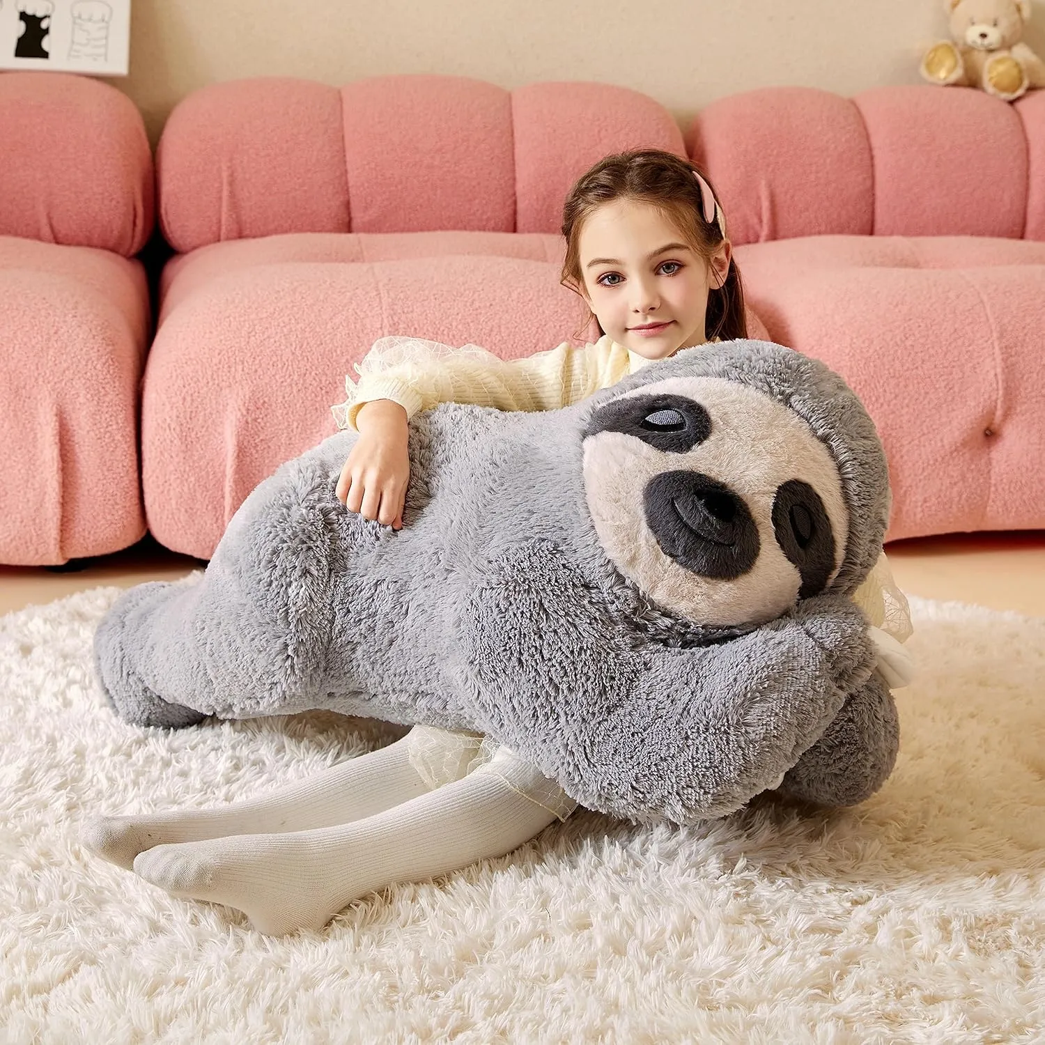 Giant Sloth Stuffed Animal Plush Soft Toy,Large Toys Jumbo 30" Cute Big Size Huge Plushy Fluffy Fat Plushie,Birthday Gifts for Kid