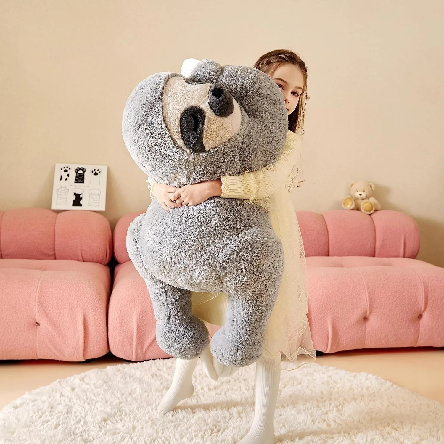 Giant Sloth Stuffed Animal Plush Soft Toy,Large Toys Jumbo 30" Cute Big Size Huge Plushy Fluffy Fat Plushie,Birthday Gifts for Kid