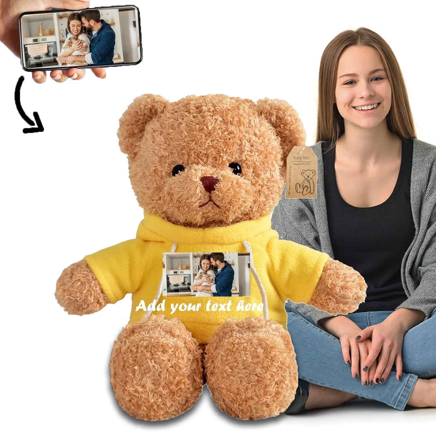 Giant Teddy Bear Stuffed Animal, Personalized Huge Teddy Bear Plush with Text  Photo as Personalized Gifts Im Sorry Gifts for Her Him on Valentine Birthday Christmas (20 inch-Text Photo)