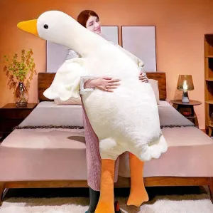 Giant White Goose Plush 51 in, Very Huge Fat Goose Stuffed Animal Pillow, Soft Furry Swan Hugging Pillow Gifts for Everyone (51 in)