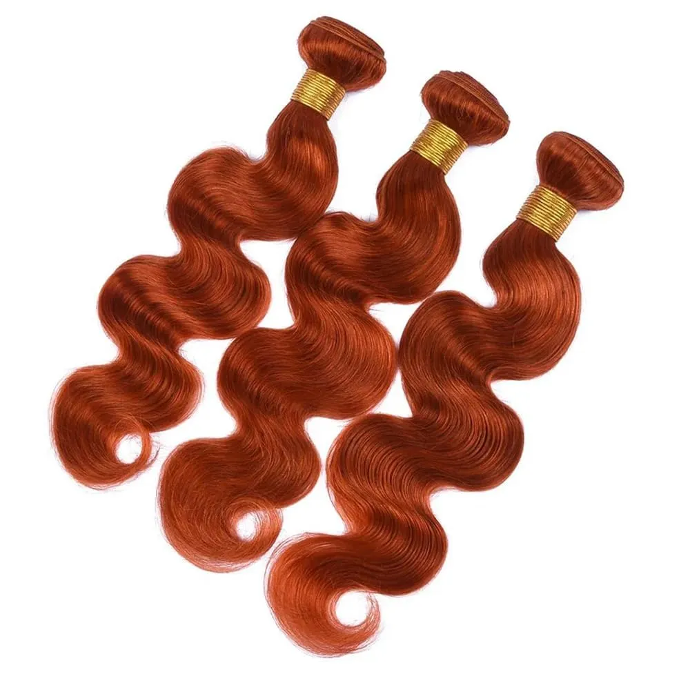 Ginger Orange 350 Human Hair Bundles 16 18 20 Inch Body Wave Bundles Human Hair Unprocessed Brazilian Virgin Hair Quick Weave for Black Women