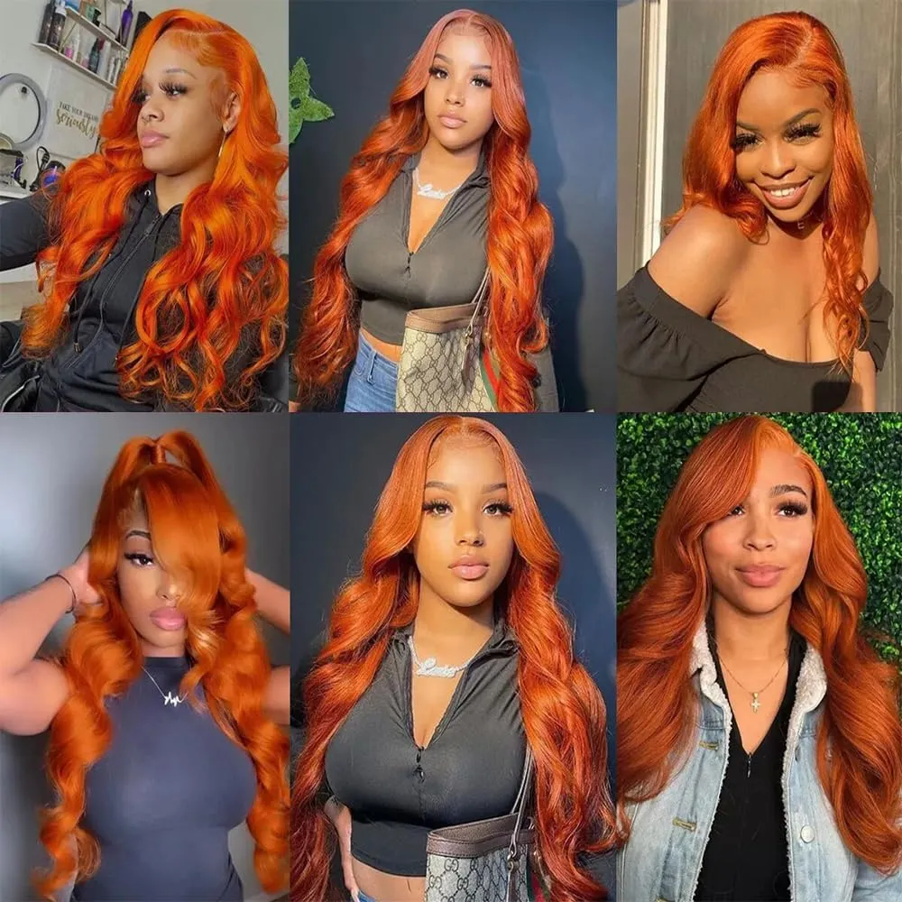 Ginger Orange 350 Human Hair Bundles 16 18 20 Inch Body Wave Bundles Human Hair Unprocessed Brazilian Virgin Hair Quick Weave for Black Women