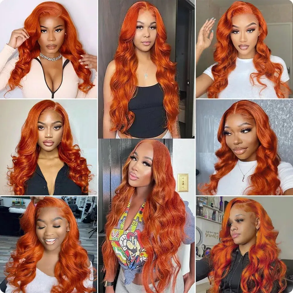 Ginger Orange 350 Human Hair Bundles 16 18 20 Inch Body Wave Bundles Human Hair Unprocessed Brazilian Virgin Hair Quick Weave for Black Women