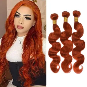 Ginger Orange 350 Human Hair Bundles 16 18 20 Inch Body Wave Bundles Human Hair Unprocessed Brazilian Virgin Hair Quick Weave for Black Women