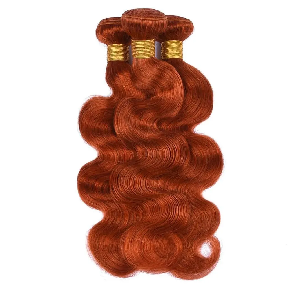 Ginger Orange 350 Human Hair Bundles 16 18 20 Inch Body Wave Bundles Human Hair Unprocessed Brazilian Virgin Hair Quick Weave for Black Women