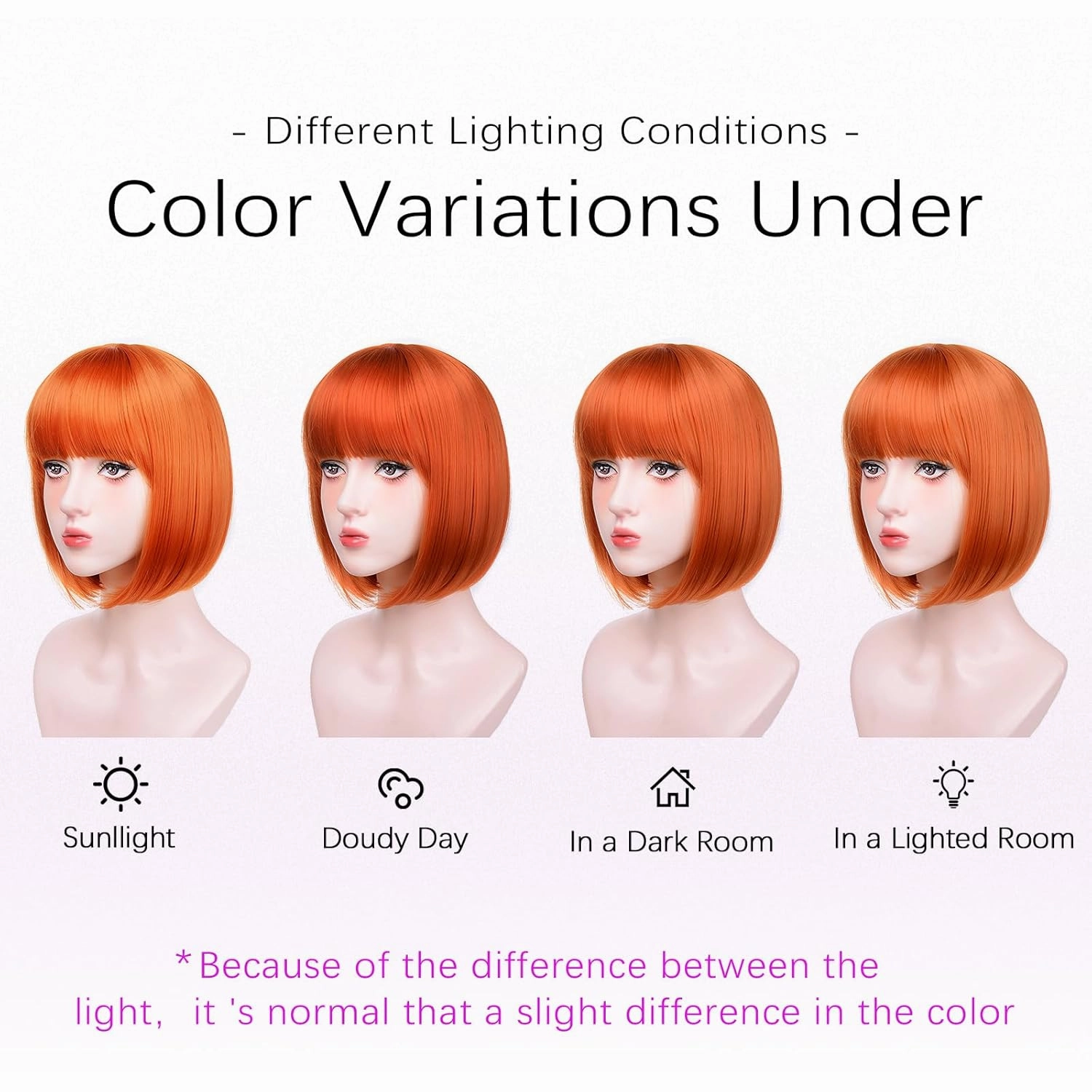 Ginger Bob Wigs for White Women - 12'' Short Bob Wigs With Bangs Natural Fashion Synthetic Wig Colorful Synthetic Hair for Daily Cosplay Halloween