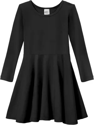 Girls Soft Cotton Jersey Long Sleeve Twirly Dress