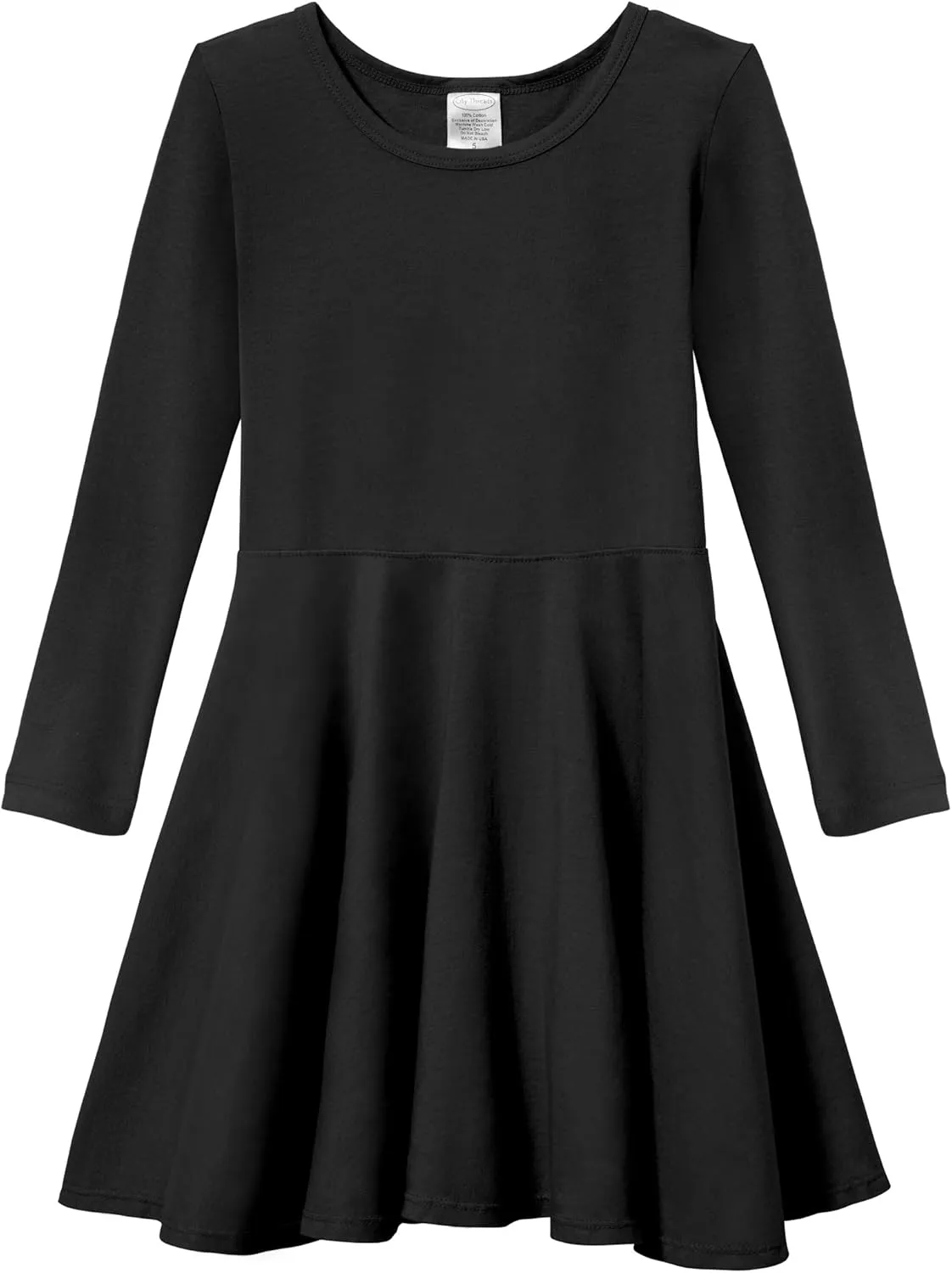 Girls Soft Cotton Jersey Long Sleeve Twirly Dress