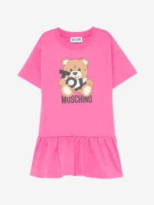 Girls Teddy Bear Logo Dress in Pink