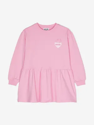 Girls Teddy Bear Logo Sweater Dress in Pink