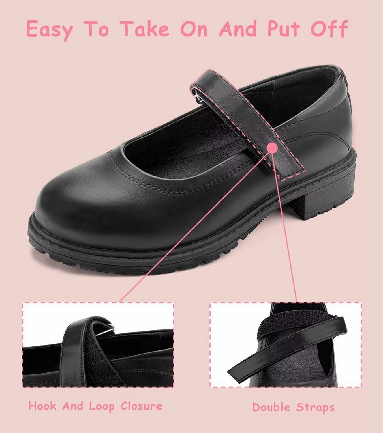 Girls School Uniform Shoes Mary Janes Dress Shoes Adjustable Strap(Little Kid/Big Kid)