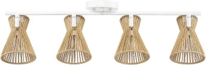 GLOBE Electric 64000050 28" 4-Light Track Lighting, Matte White, Natural Twine Shades, Ceiling Light, Pivot Shade, Kitchen Lights, 4 Bulb Track-Light
