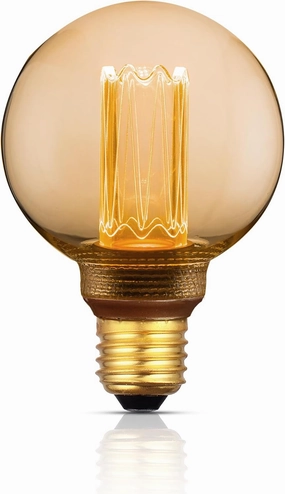 Globe Edison LED Light Bulb, Vintage Decorative Dimmable Bulb, Small Round Glass Cover, 3.5W Low Lumen Eye-Caring Soft Dim Lighting for Mood(Not Daylight White), E26 Medium Base, Amber RN G80
