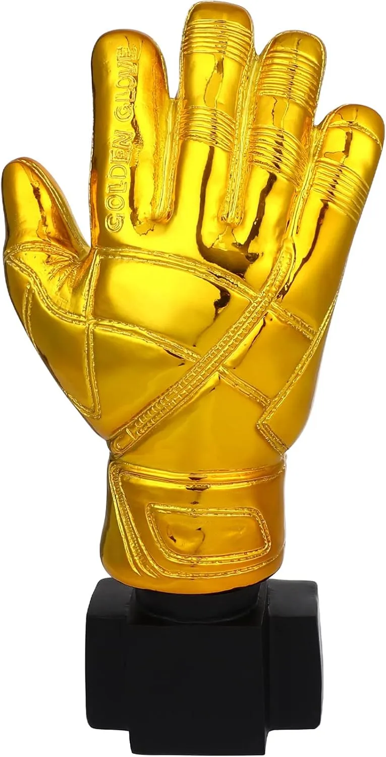 Goalkeeper Golden Glove Trophy Soccer: Goalkeeper Award Trophies Football Trophy Cups Gloves Model Soccer Match Trophy Fans Souvenir Resin Craft for Competitions Parties