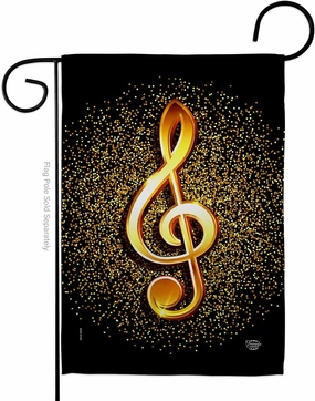 Gold Clef Garden Flag Interests Musical Guitar Piano Hobbies Leisure Activity Instrument House Decoration Banner Small Yard Gift Double-Sided, Made in USA