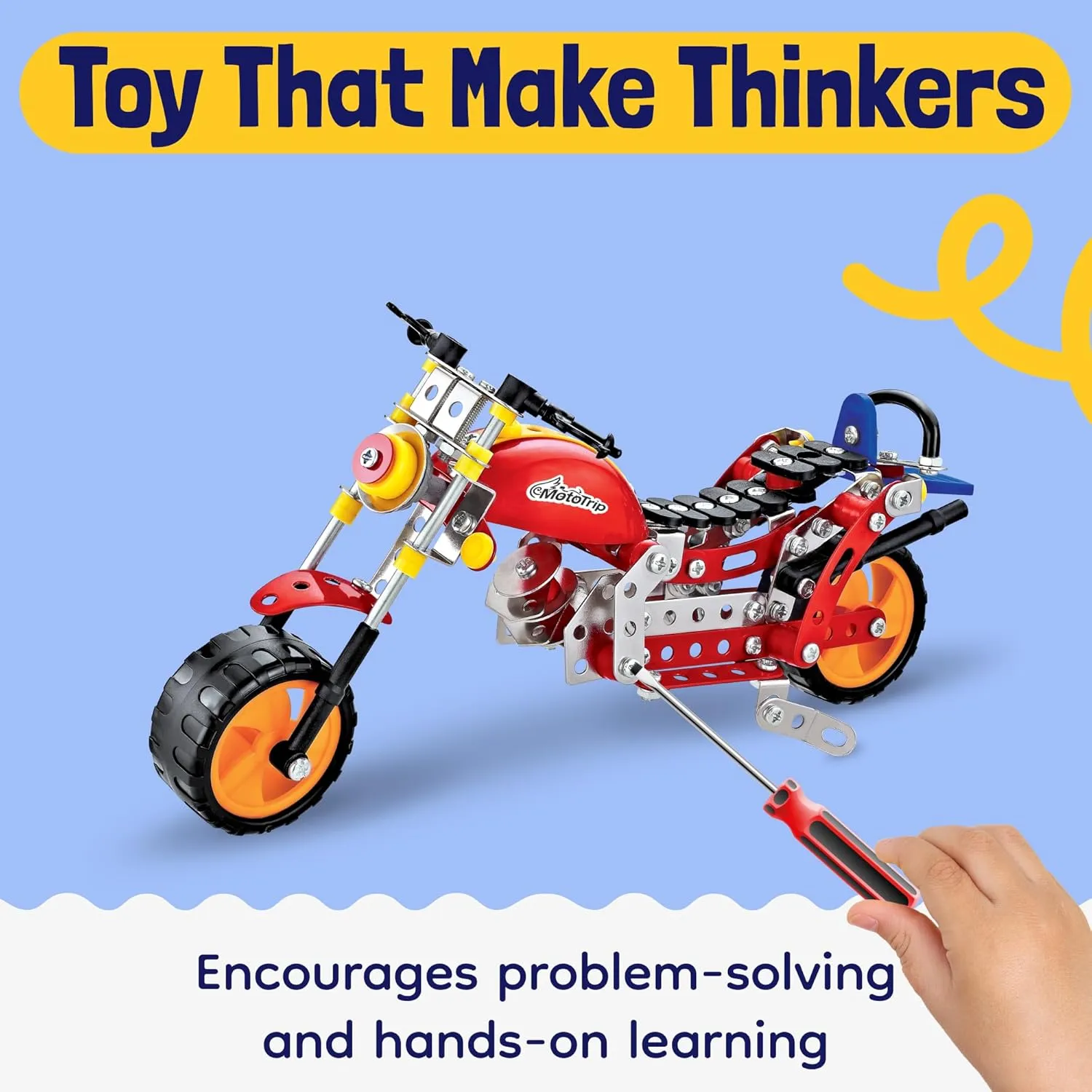 Gondola STEM Building Set Toys, Alloy Construction Toy, Educational & Creative 8 Year Old Boy Birthday Gift (Motorcycle)