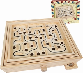 GOTHINK Wooden Labyrinth Game, Mable Ball Tilt Maze Board Game,Table Balance Game and Toy for Kids and Adults