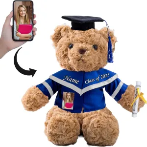 Graduation Gifts for Her Personalized Teddy Bear with Photo  Text, Bear Stuffed Personalized Gifts as Graduation Gifts for Her 2025 High School/College/Masters Graduation Gifts (11-in-Text Photo)