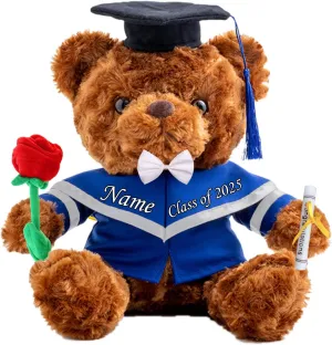 Graduation Gifts for Her Personalized Teddy Bear with Text, Bear Stuffed Animal Personalized Gifts as Cool Graduation Gifts for Him 2025 High School/College/Masters Graduation Gifts (8-in-Text)