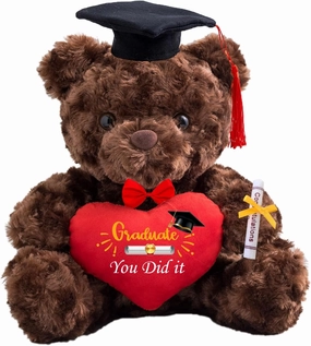 Graduation Bear Class of 2025 Personalized Graduation Gifts with Text/Name, Black Teddy Bear with Heart and Bow for Her 2025 High School College Kindergarten Graduation Gifts 2025 (8IN-Text)