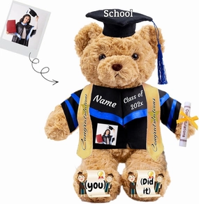 Graduation Gifts 2025 Teddy Bear with Text Photo, Personalized Bear Plush Toys as Graduation Gifts for Her Him as High School College Kindergarten Graduation Day (13 in-Text Photo)
