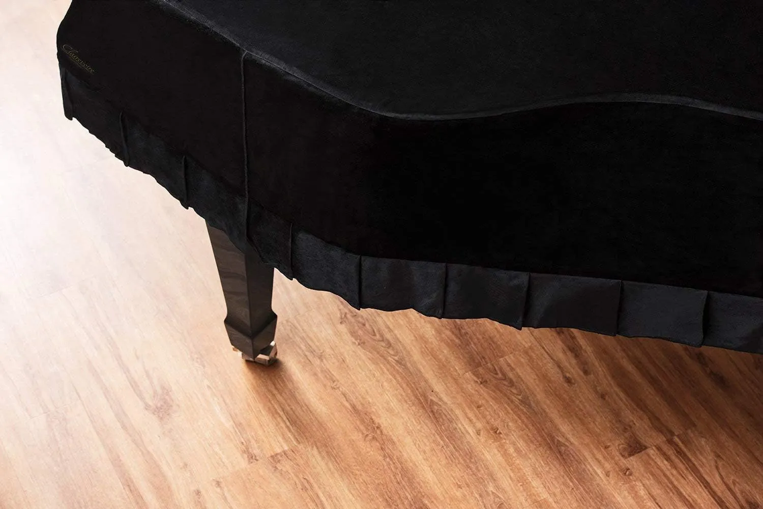 Grand Piano Cover for Steinway & Sons Model B, Charcoal Black / Midnight Black with Pleated Skirt (6 feet 11 inches)