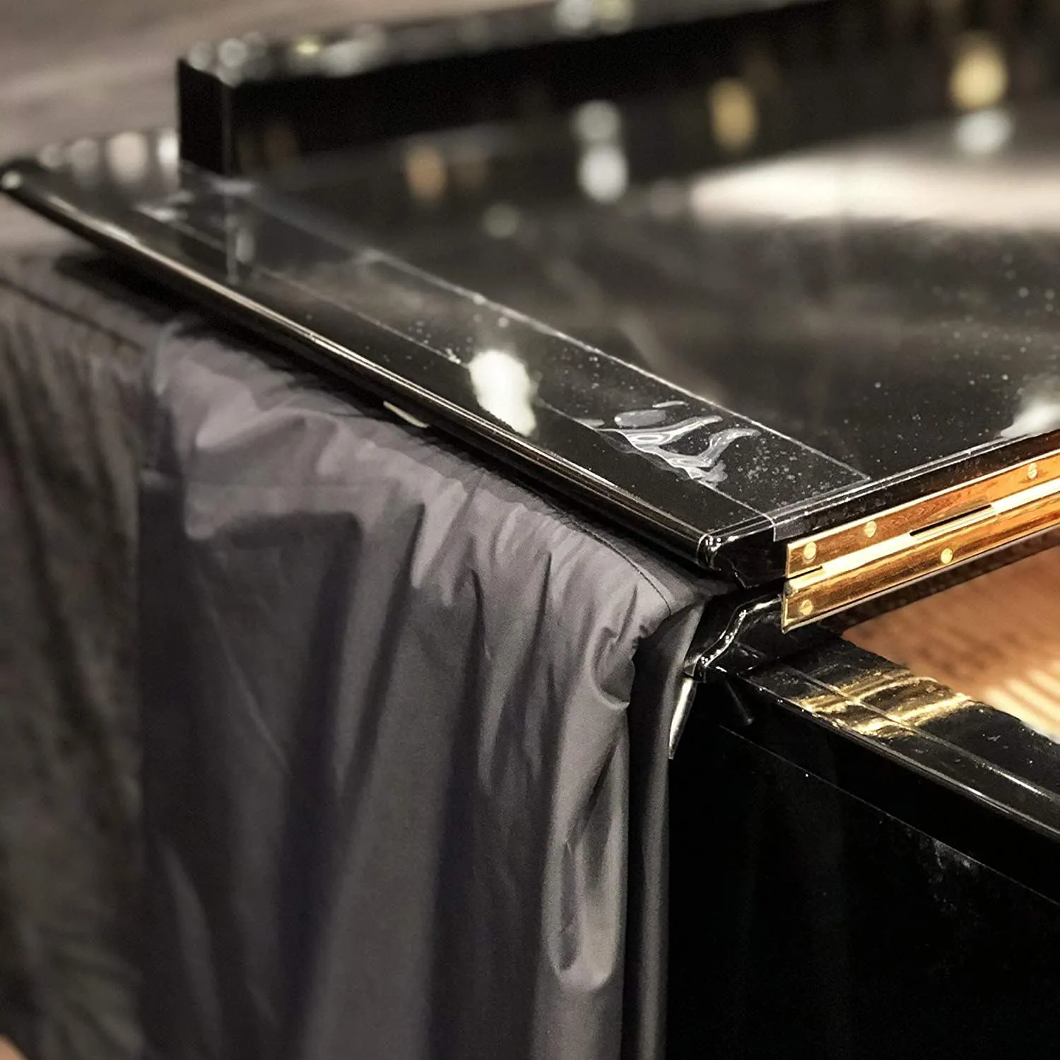 Grand Piano Cover for Steinway & Sons Model B, Charcoal Black / Midnight Black with Pleated Skirt (6 feet 11 inches)