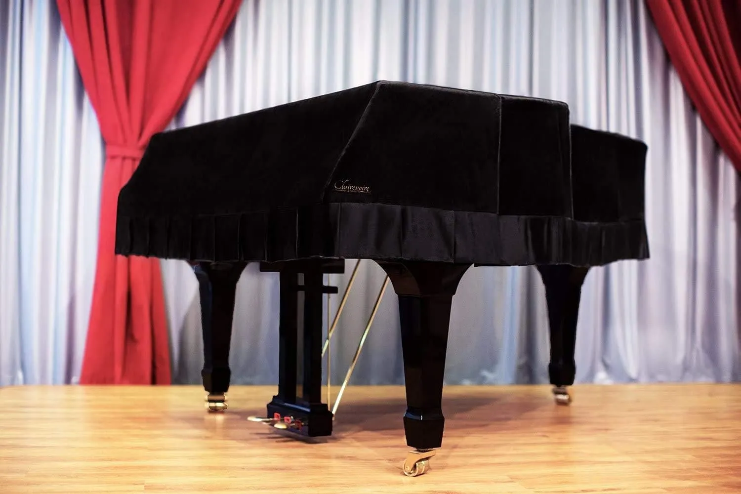 Grand Piano Cover for Steinway & Sons Model B, Charcoal Black / Midnight Black with Pleated Skirt (6 feet 11 inches)