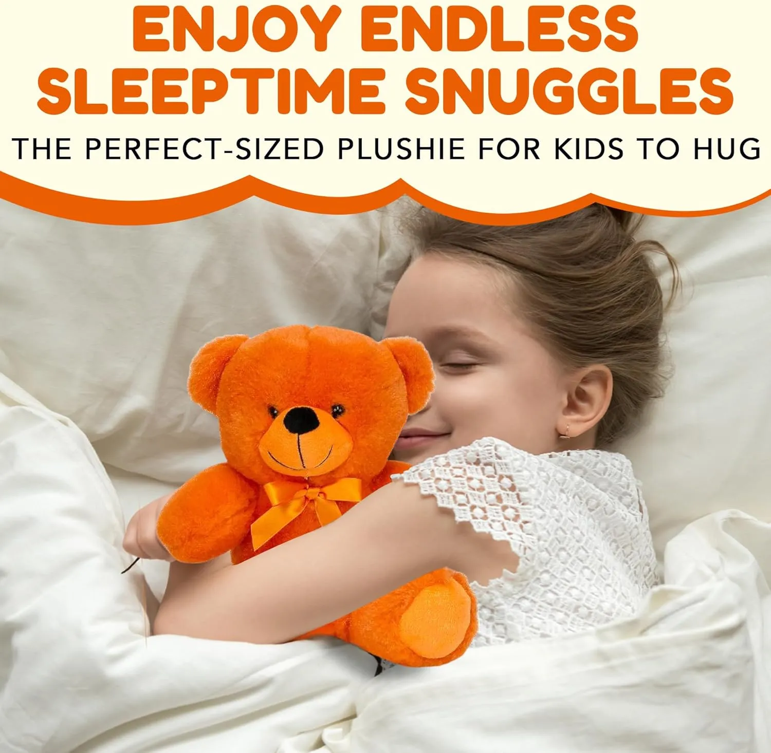 Grandma Smiley's Plush Best Friends Super Color Orange Teddy Bear Stuffed Animal, 9-inch Hypoallergenic Small Teddy Bears for Christmas, Newborn Baby Shower, Girlfriend, Boyfriend, Graduation