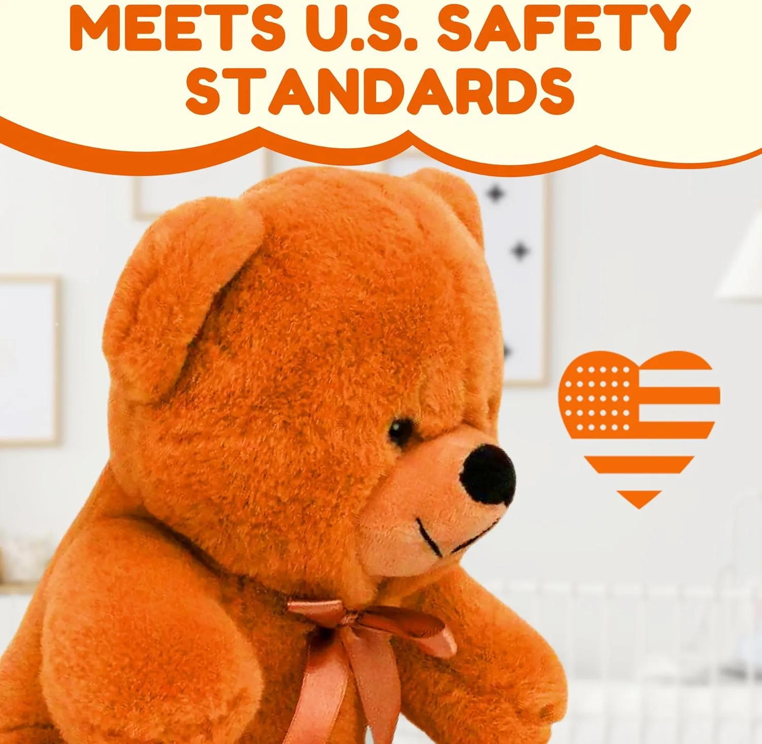 Grandma Smiley's Plush Best Friends Super Color Orange Teddy Bear Stuffed Animal, 9-inch Hypoallergenic Small Teddy Bears for Christmas, Newborn Baby Shower, Girlfriend, Boyfriend, Graduation