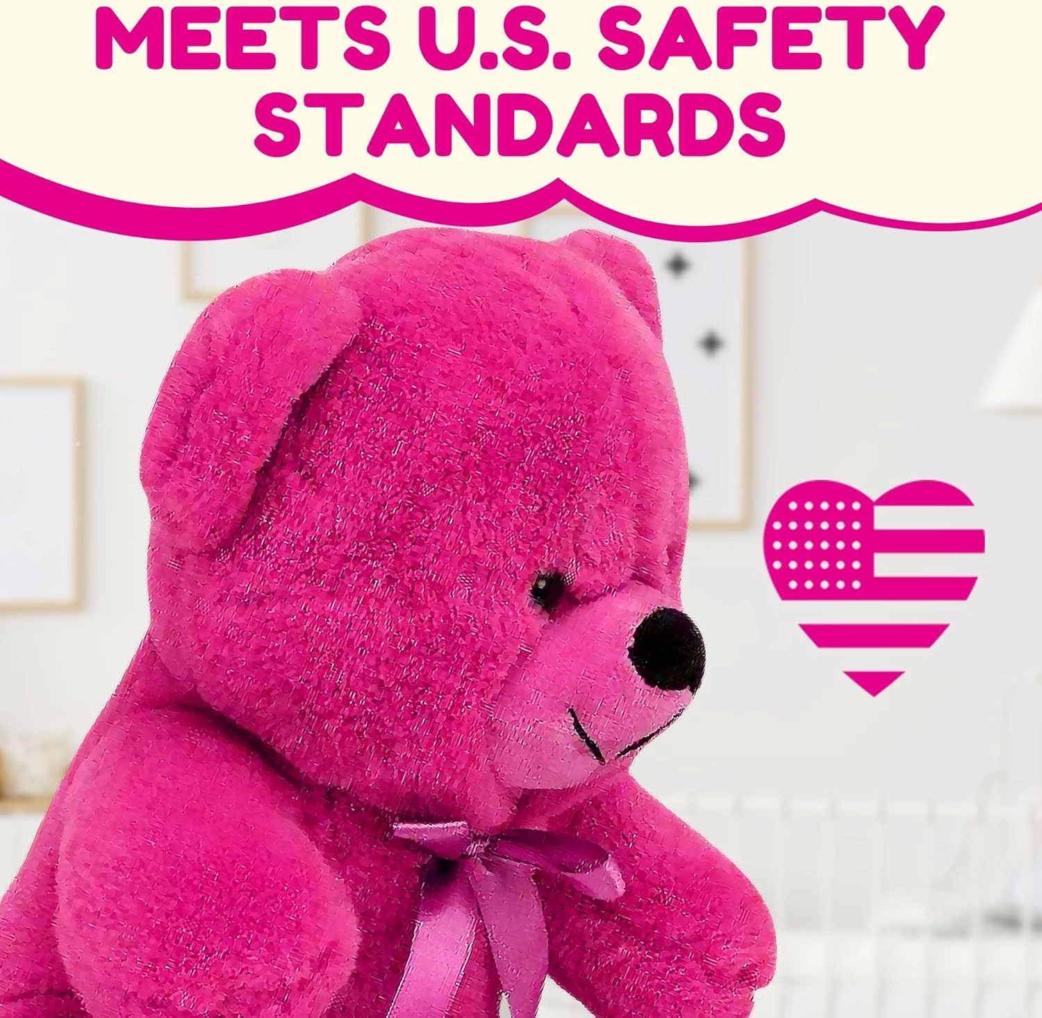 Grandma Smiley's Plush Best Friends Super Color Hot Pink Teddy Bear Stuffed Animal, 9-inch Hypoallergenic Small Teddy Bears for Christmas, Newborn Baby Shower, Girlfriend, Boyfriend, Graduation