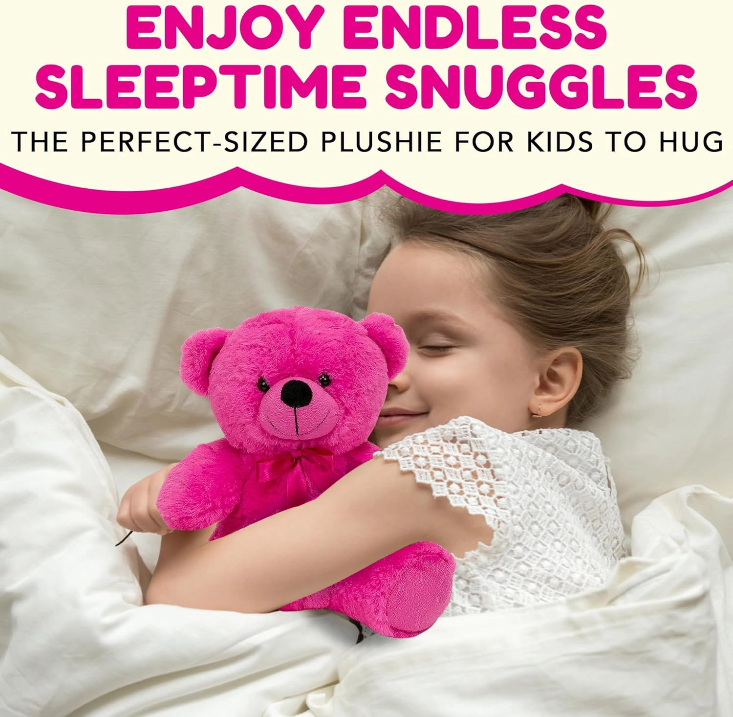 Grandma Smiley's Plush Best Friends Super Color Hot Pink Teddy Bear Stuffed Animal, 9-inch Hypoallergenic Small Teddy Bears for Christmas, Newborn Baby Shower, Girlfriend, Boyfriend, Graduation