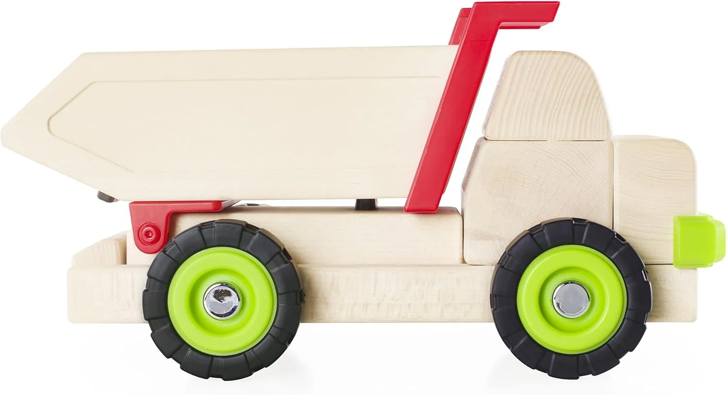 Guidecraft Block Science – Big Pretend Play Dump Truck: Natural Wooden Educational Toy, Kids Learning Toy, Block Play Car for Toddlers