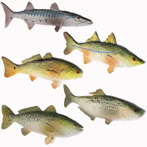 Gulf Coast Collection Toy Fish Set | Barracuda, Tarpon, Redfish, Snook & Speckled Trout Figurines - 2.5 to 3 Inches Long by Toy Fish Factory