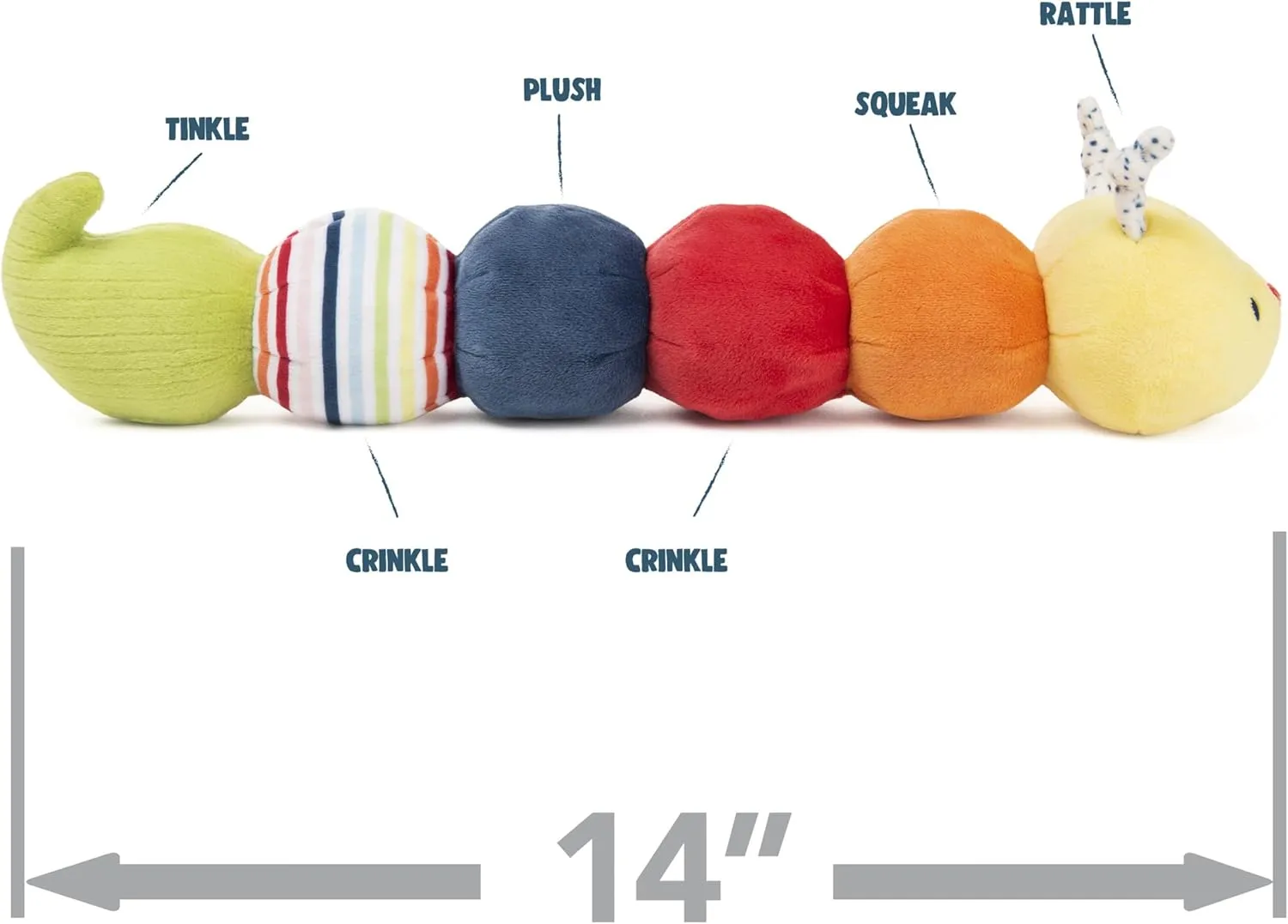 GUND Baby Tinkle Crinkle Collection Essential Caterpillar Stuffed Animal Sensory Plush, 14”