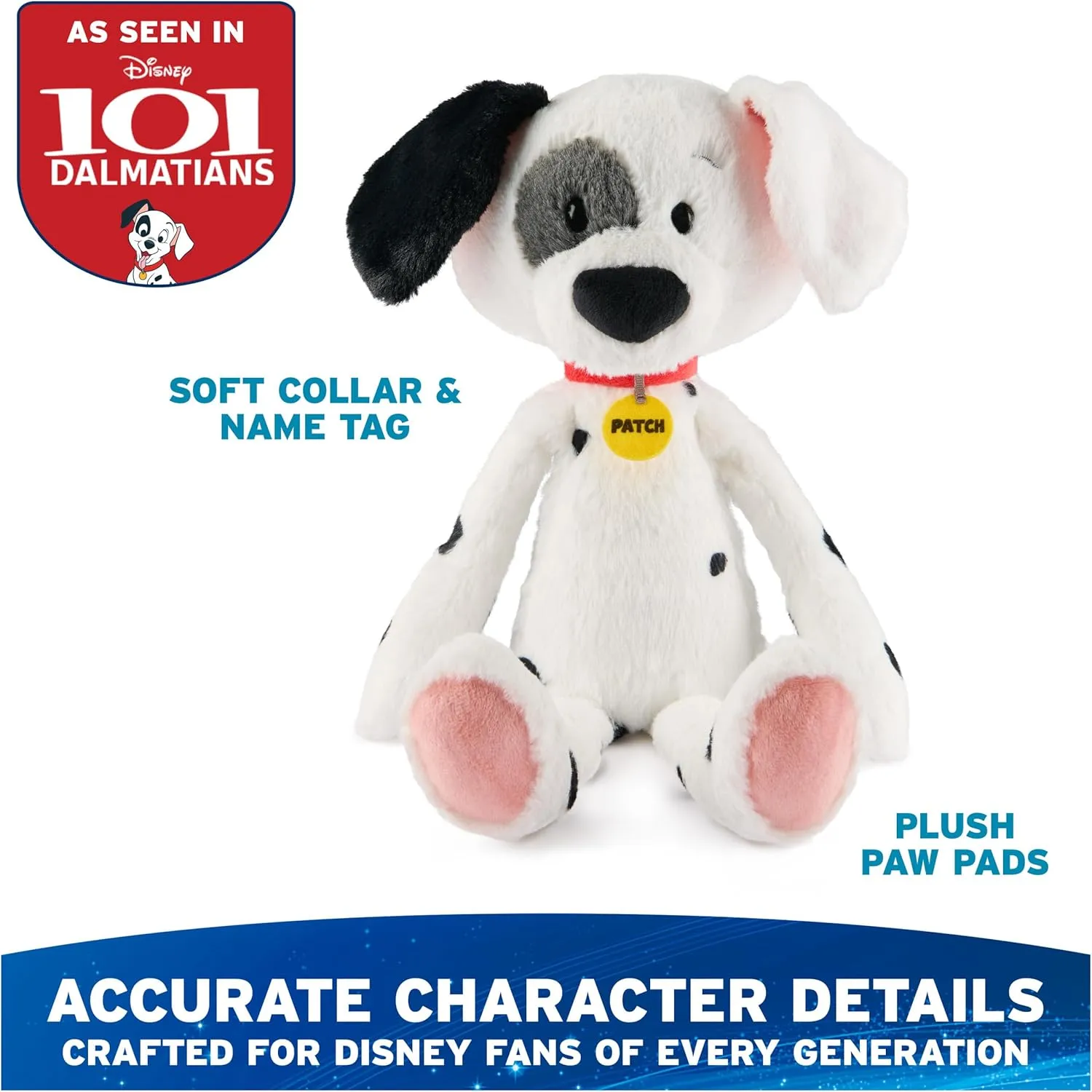 GUND Disney Official Patch Toothpick Plush, 101 Dalmatians, Puppy Stuffed Animal for Ages 1 and Up, White, 15”