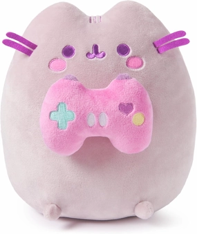 GUND Pusheen Gamer Plush, Squishy Toy, Collectible Plush Toy, Gaming Decor, Stuffed Animal for Ages 8 and Up, Gray, 9.5”