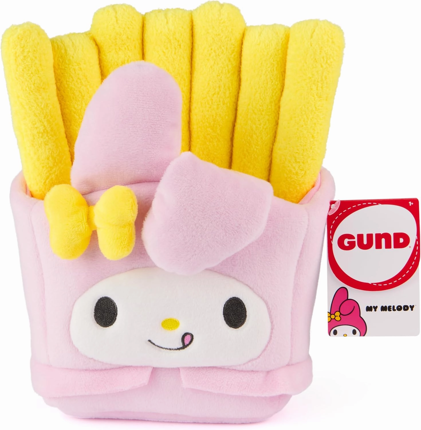 GUND Sanrio Official Hello Kitty and Friends My Melody French Fries Plush, Collectible Plush Toy, Stuffed Animal for Ages 1 and Up, Pink/Yellow, 8”