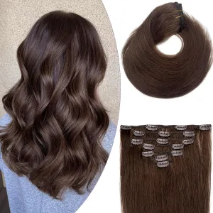 Hair Extensions Clip in Human Hair, Clip in Extensions, Blonde Highlighted Human Hair Straight 7 Pieces 14 Inch 70g Invisible Silky Clips Clip on Extension