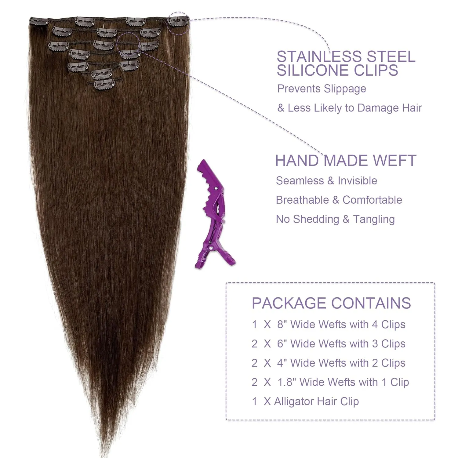 Hair Extensions Clip in Human Hair, Clip in Extensions, Blonde Highlighted Human Hair Straight 7 Pieces 14 Inch 70g Invisible Silky Clips Clip on Extension
