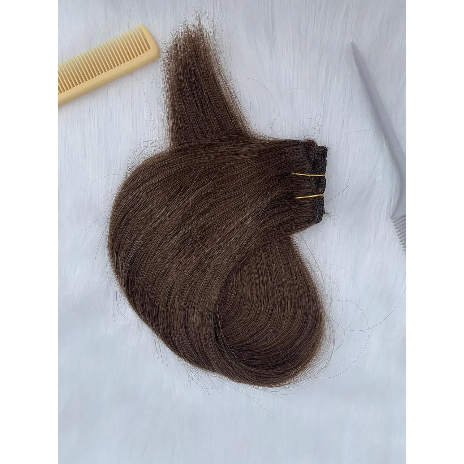 Hair Extensions Clip in Human Hair, Clip in Extensions, Blonde Highlighted Human Hair Straight 7 Pieces 14 Inch 70g Invisible Silky Clips Clip on Extension