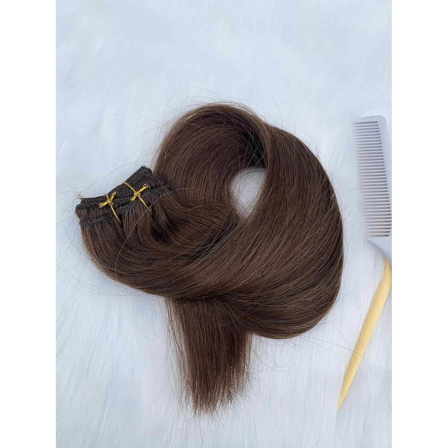 Hair Extensions Clip in Human Hair, Clip in Extensions, Blonde Highlighted Human Hair Straight 7 Pieces 14 Inch 70g Invisible Silky Clips Clip on Extension