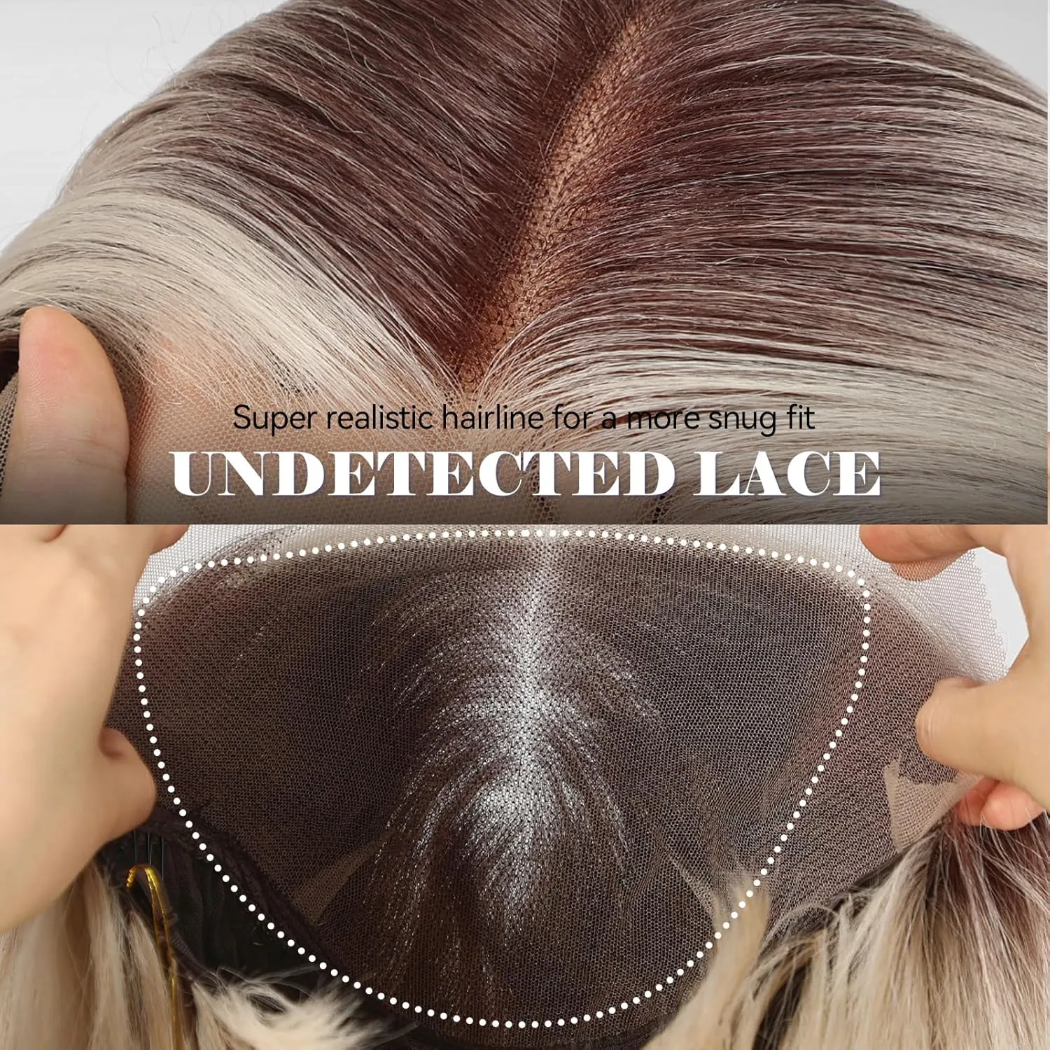 HAIRCUBE 13x6 HD Synthetic Lace Front Wig, 10 Inch Ombre Blonde Hightlight Bob Wig Natural Density Hairline Straight Glueless Wig for Women Daily Use