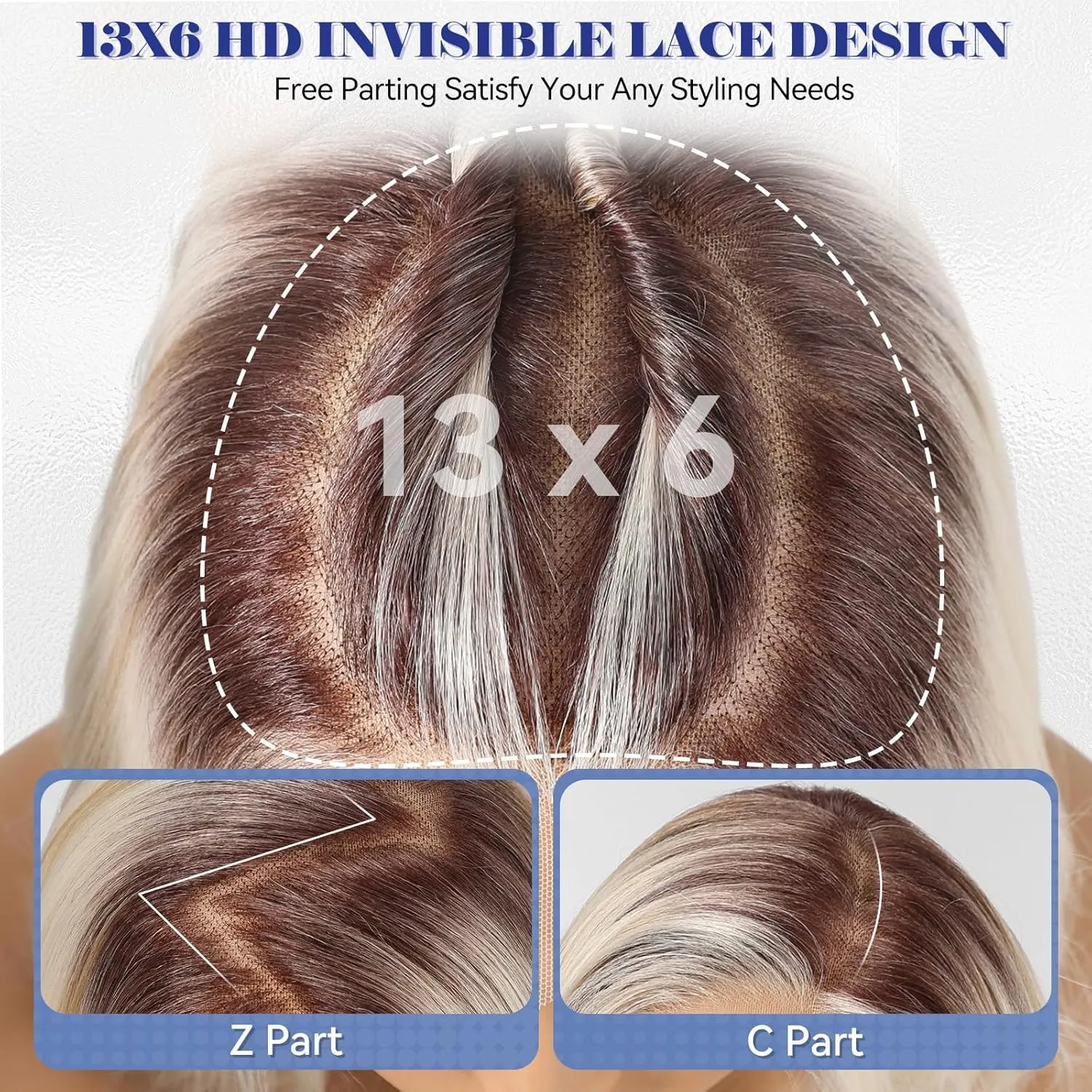 HAIRCUBE 13x6 HD Synthetic Lace Front Wig, 10 Inch Ombre Blonde Hightlight Bob Wig Natural Density Hairline Straight Glueless Wig for Women Daily Use