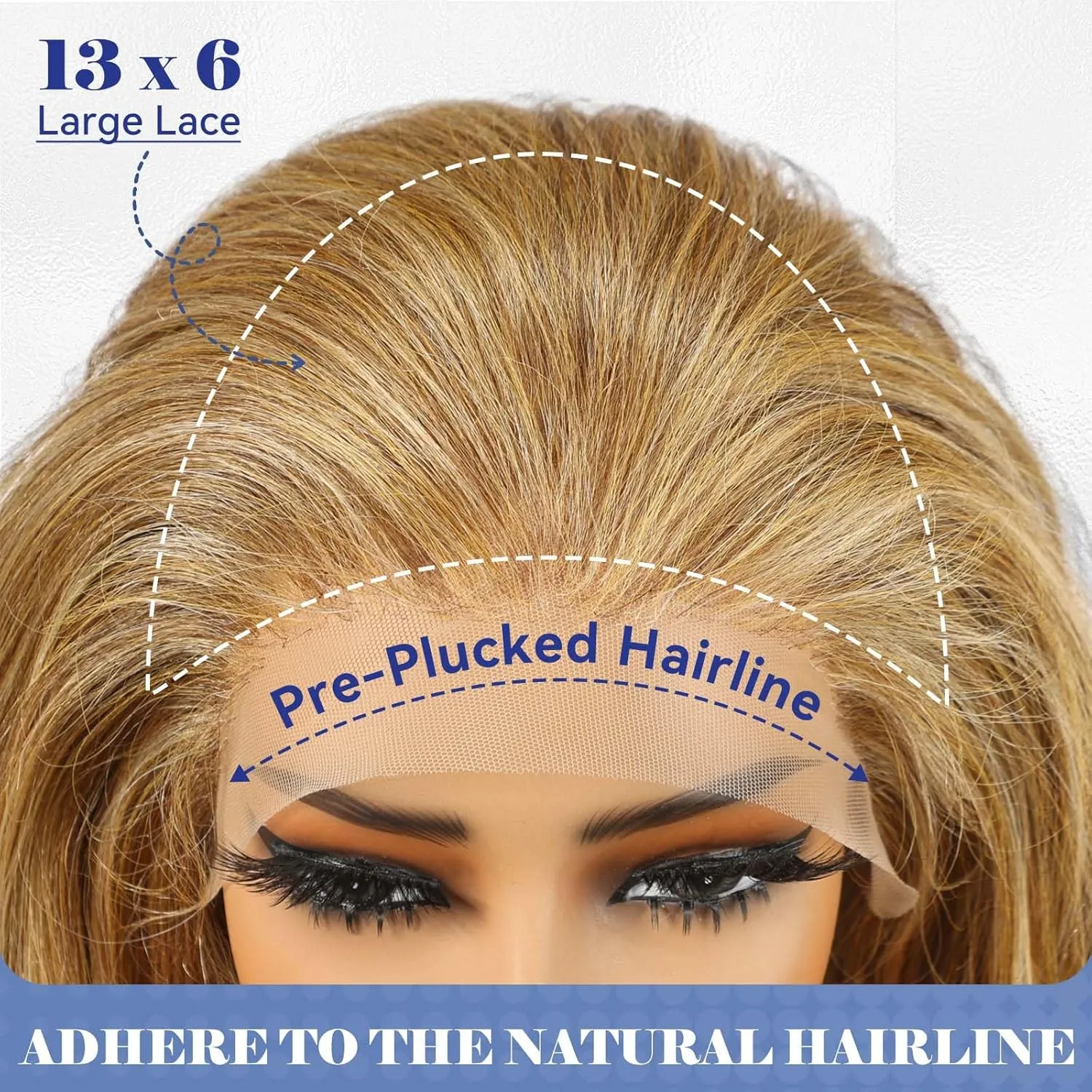 HAIRCUBE 13x6 HD Synthetic Lace Front Wig, 24 Inch Blonde Highlights Long Curly Layered Wigs, Natural Density Hairline Glueless Wigs for Women Daily Use