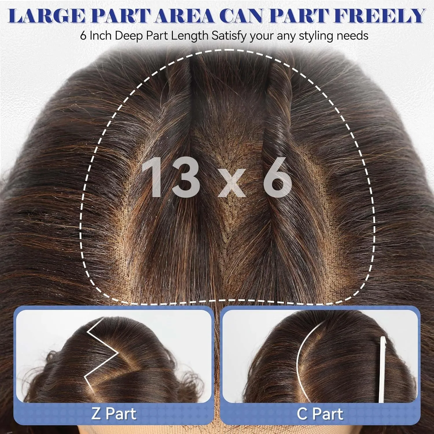 HAIRCUBE 13x6 HD Synthetic Lace Front Wig, 24 Inch Brown Long Curly Layered Wigs, Natural Density Hairline Glueless Wigs for Women Daily Use