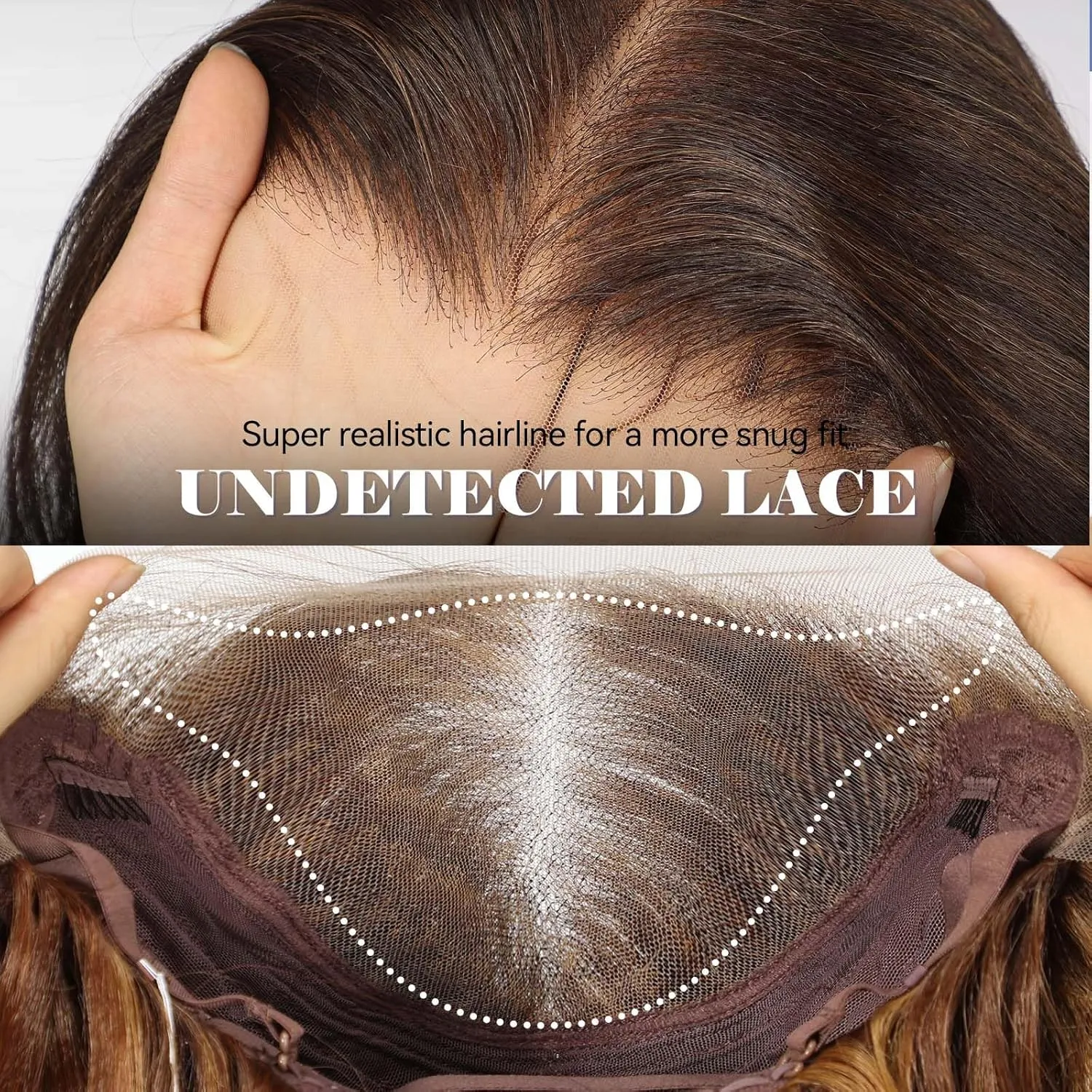 HAIRCUBE 13x6 HD Synthetic Lace Front Wig, 24 Inch Brown Long Curly Layered Wigs, Natural Density Hairline Glueless Wigs for Women Daily Use