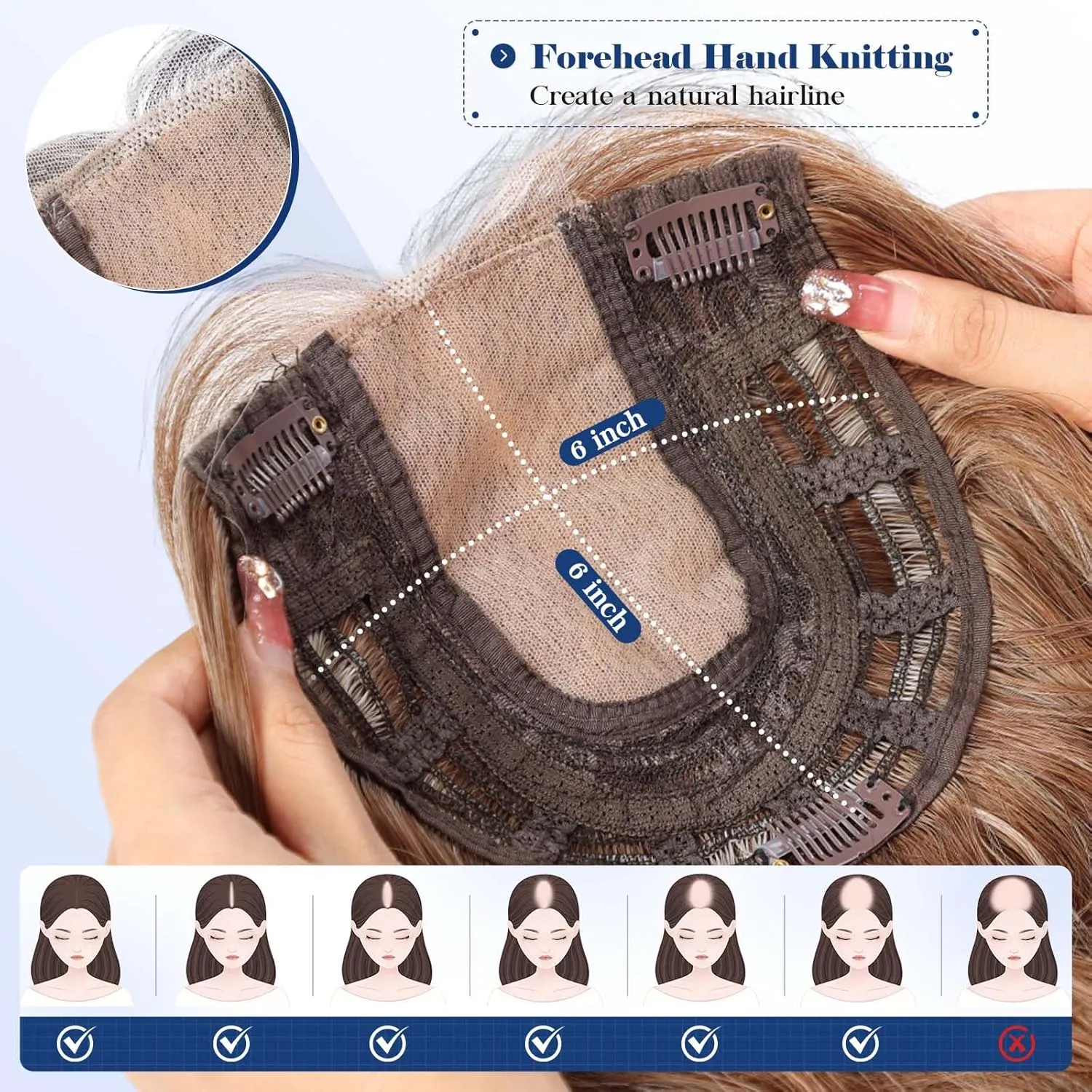 HAIRCUBE 20 inch Wavy Hair Toppers for Women Heat Resistant Fibre Synthetic 6 * 6 inch Base Toppers Hair Pieces for Women with Thinning (Light Brown & Ash Blonde)