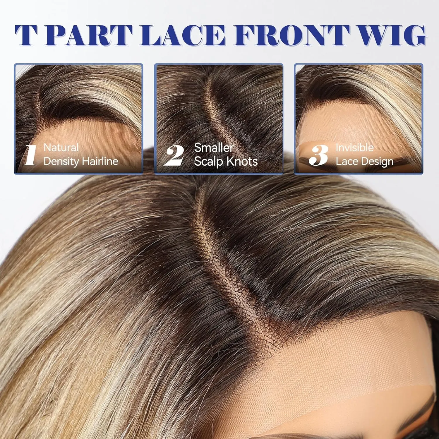 HAIRCUBE Brown Highlight Synthetic Lace Front Wig, 12Inch shoulder length Bob wig，Glueless Human-Like Wig for Women, Natural Hairline & Adjustable Cap
